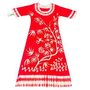 Brand New Vintage 70s Bette of Jamaica Original Vintage Red Batik Tie Dye Dress